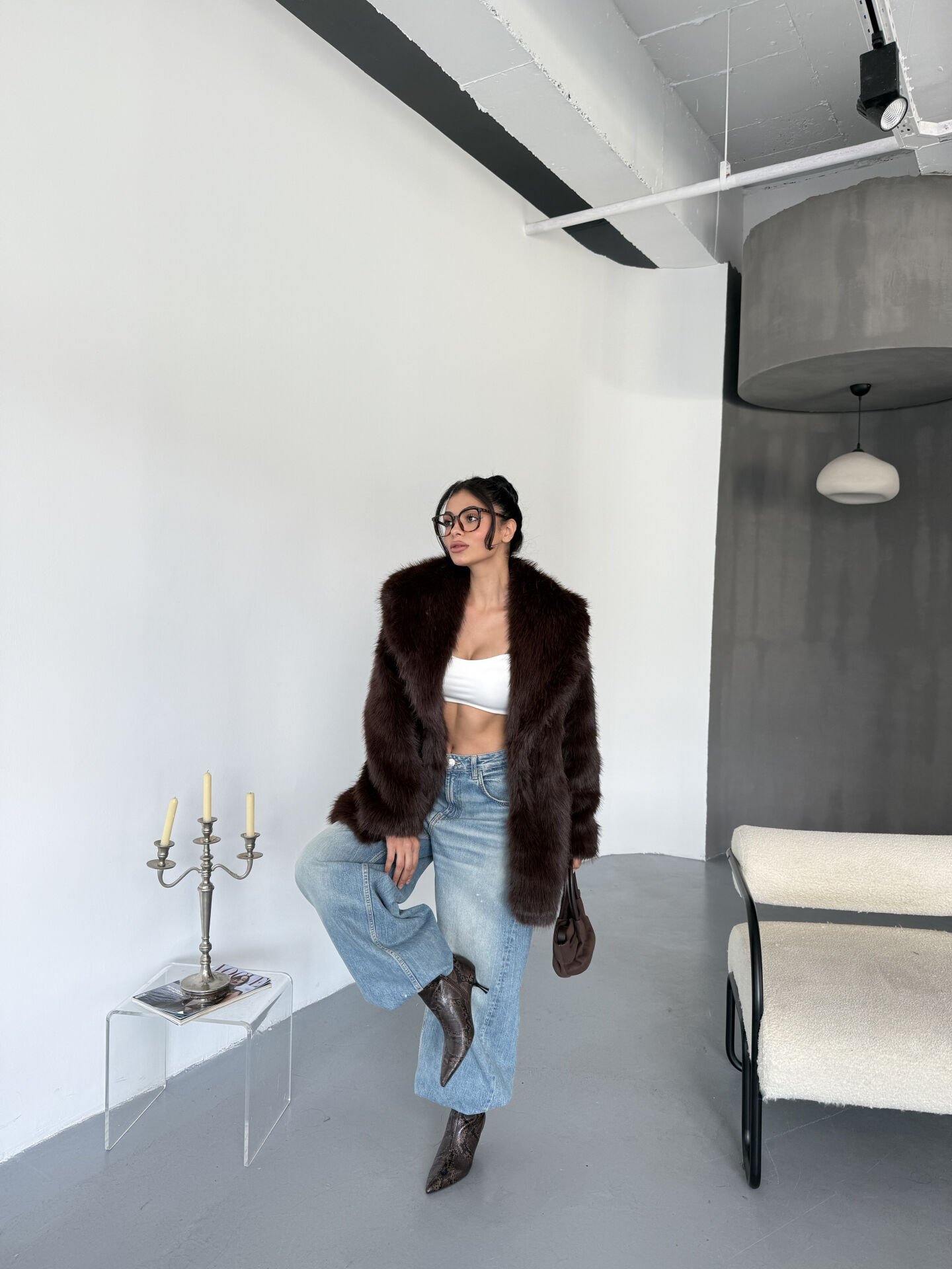 Astarlı Bağlamalı Kürk S - acı kahve