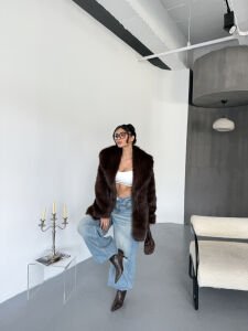 Astarlı Bağlamalı Kürk L - acı kahve