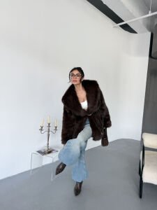 Astarlı Bağlamalı Kürk L - acı kahve