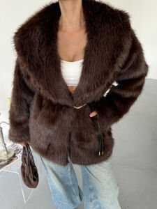 Astarlı Bağlamalı Kürk L - acı kahve