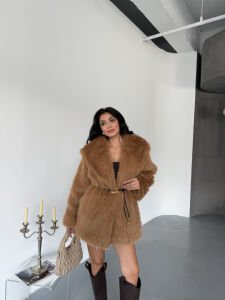 Astarlı Bağlamalı Kürk M - kahverengi