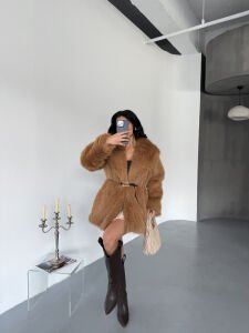 Astarlı Bağlamalı Kürk L - kahverengi