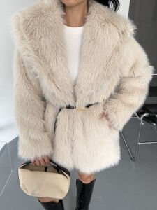 Astarlı Bağlamalı Kürk L - krem