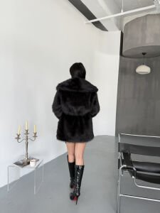 Astarlı Bağlamalı Kürk S - siyah