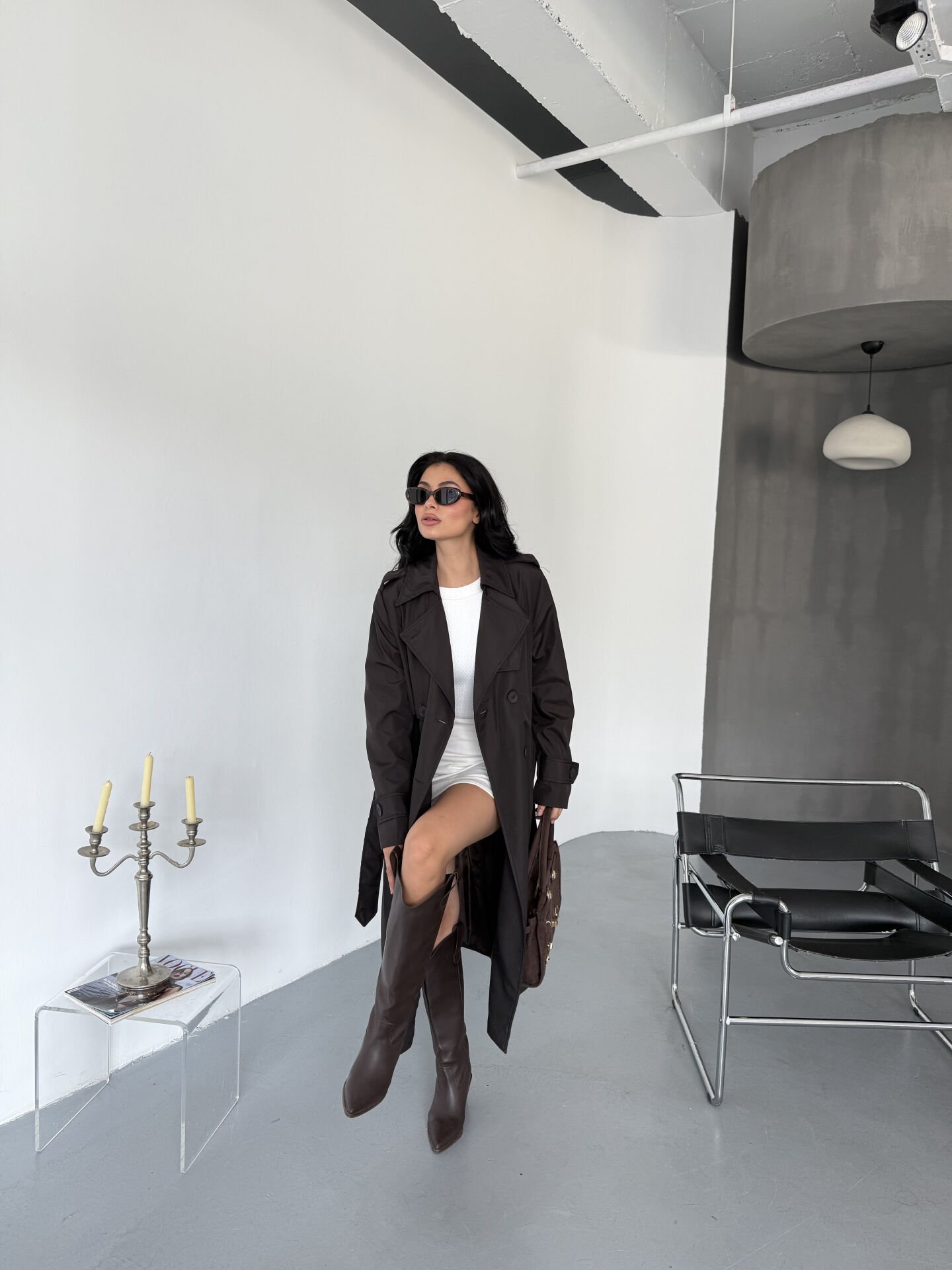 Astarlı Düğme Detay Trençkot L - kahverengi