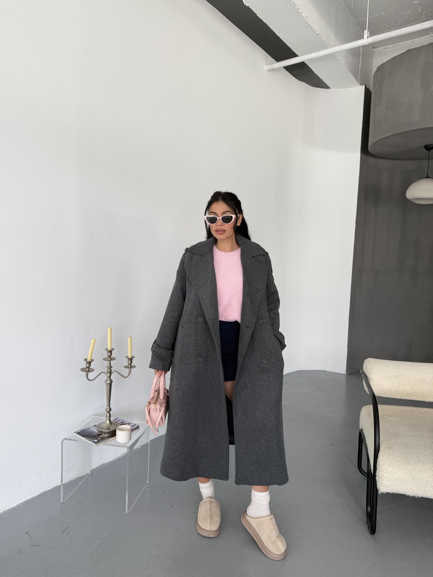 Astarlı Kaşe Kaban S - gri