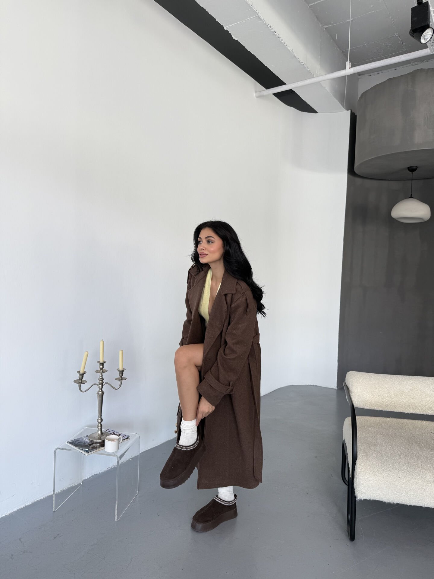 Astarlı Kaşe Kaban M - kahverengi