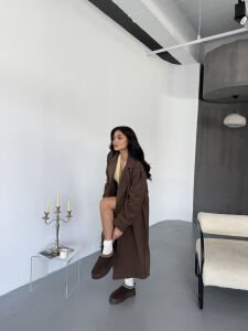 Astarlı Kaşe Kaban L - kahverengi