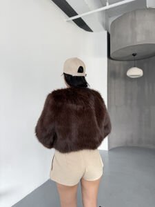 Mini Crop kürk M - acı kahve