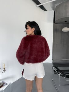 Mini Crop kürk S - bordo