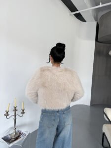 Mini Crop kürk S - krem