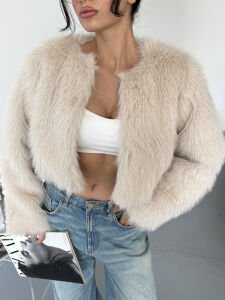 Mini Crop kürk S - krem