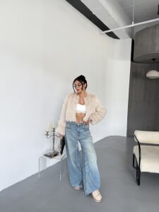 Mini Crop kürk M - krem