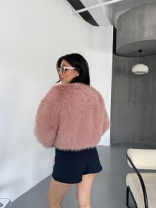 Mini Crop kürk M - pembe