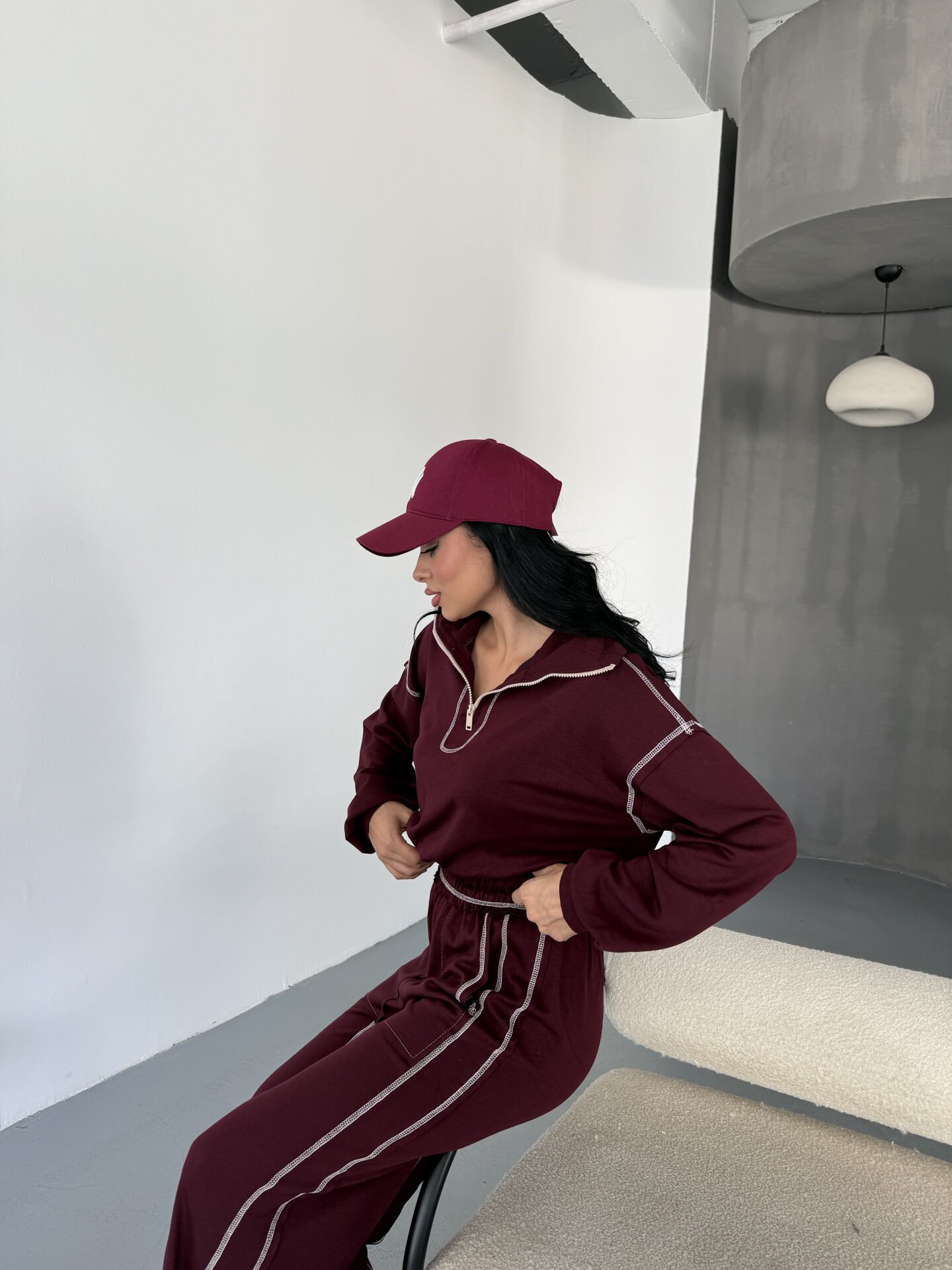 Oysho Çizgi Detay Takım M - bordo