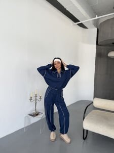 Oysho Çizgi Detay Takım M - lacivert