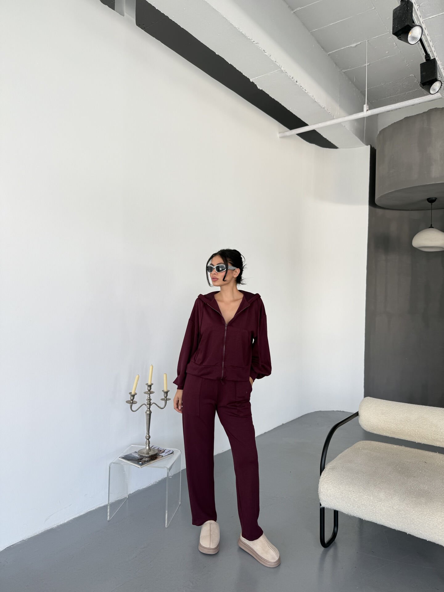 Oysho Fermuarlı Takım L - bordo