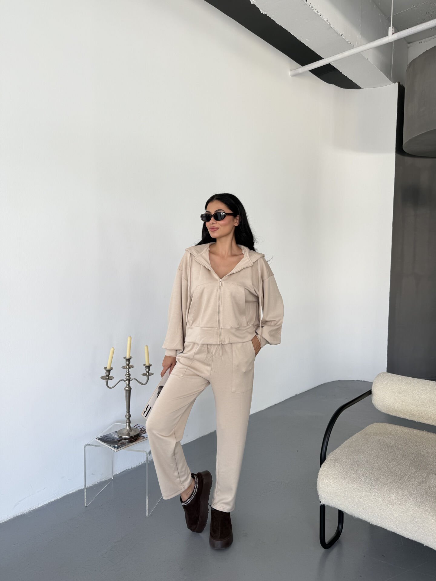 Oysho Fermuarlı Takım L - krem