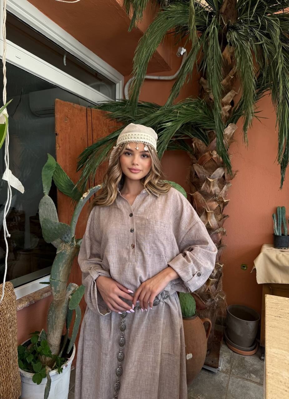 242-6013 Elbise S - koyu krem