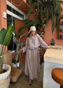 242-6013 Elbise S - koyu krem