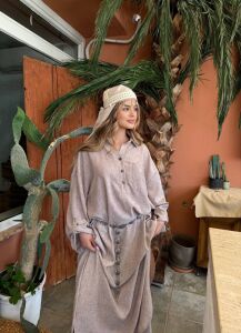 242-6013 Elbise M - koyu krem