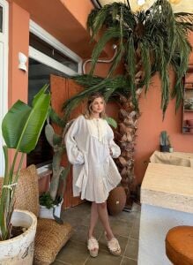 242-6013 Elbise M - krem