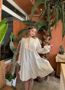 242-6013 Elbise M - krem